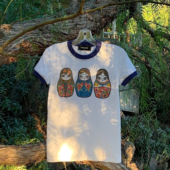 DSQUARED2 Italian silk screen matryoshka dolls t-shirt - Picture 2 of 9